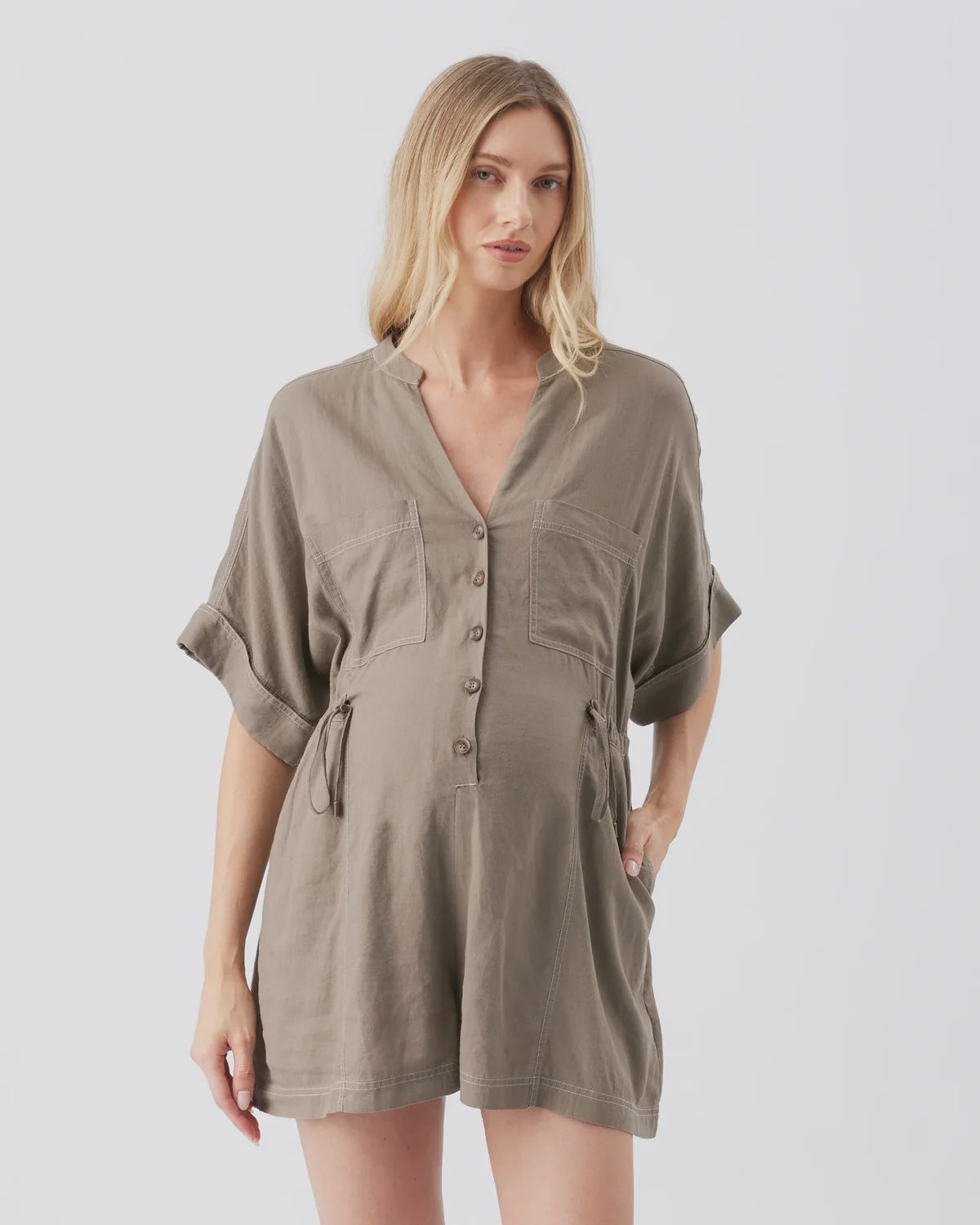Ripe  Toni Linen Playsuit - Olive