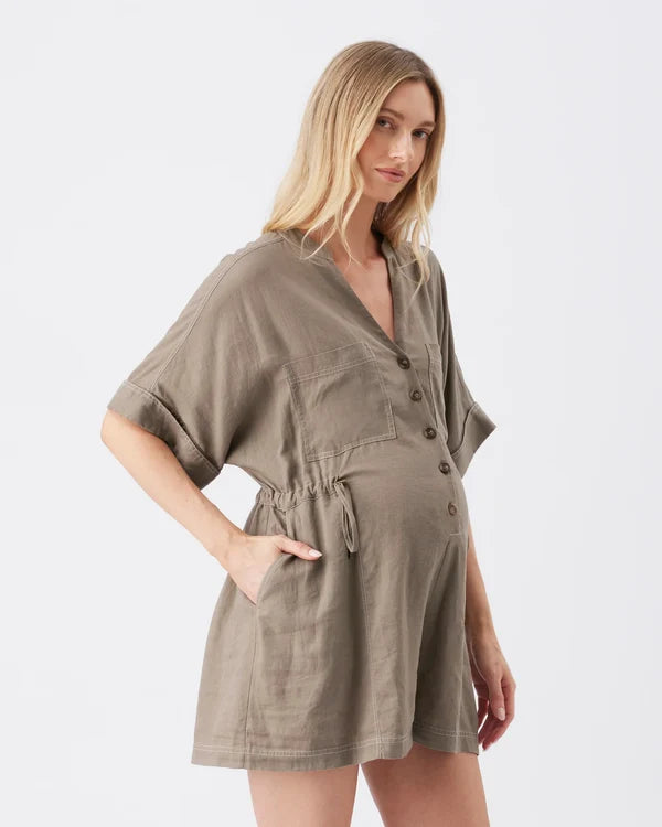 Ripe  Toni Linen Playsuit - Olive