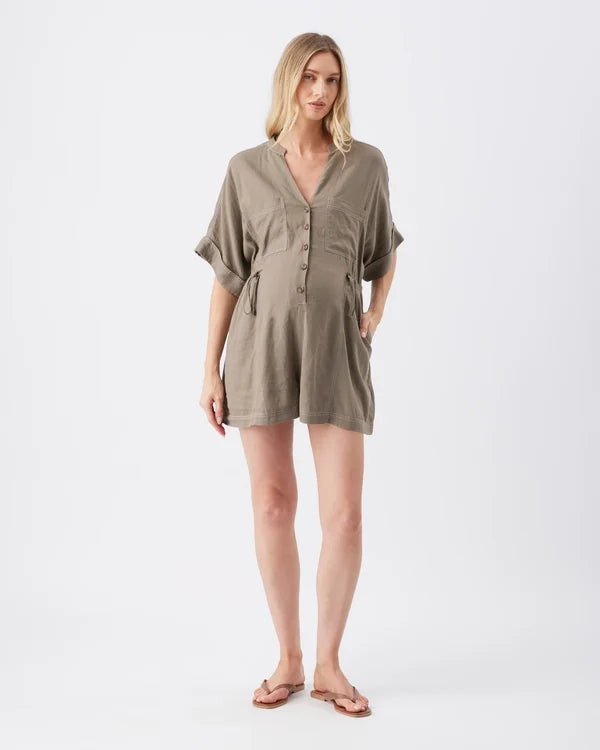 Ripe  Toni Linen Playsuit - Olive