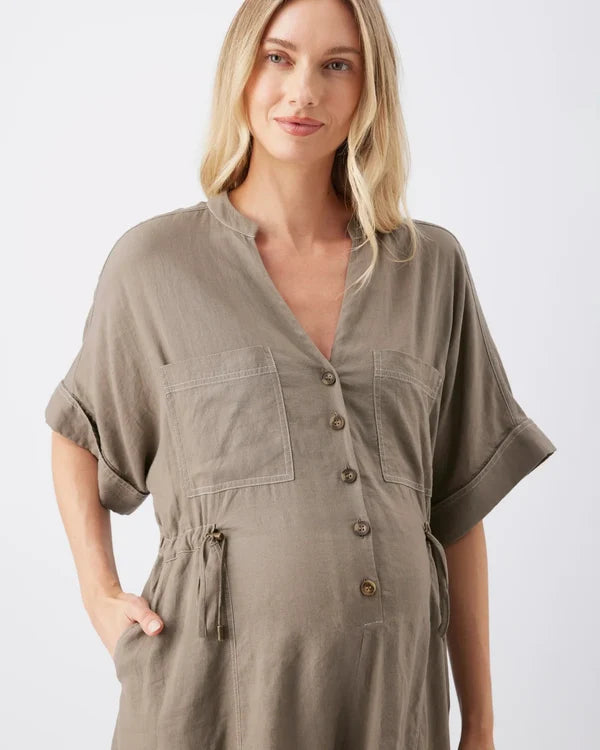 Ripe  Toni Linen Playsuit - Olive