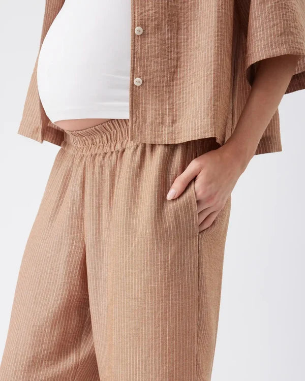 Ripe Paige Stripe Pant - Tan / White