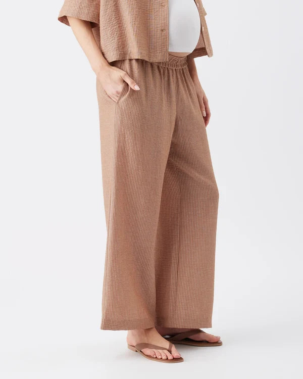 Ripe Paige Stripe Pant - Tan / White