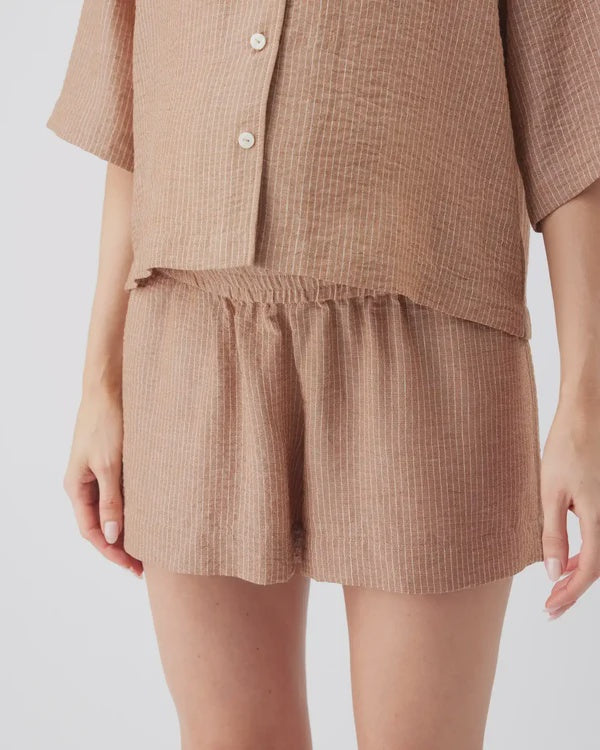 Ripe  Paige Stripe Short - Tan /White