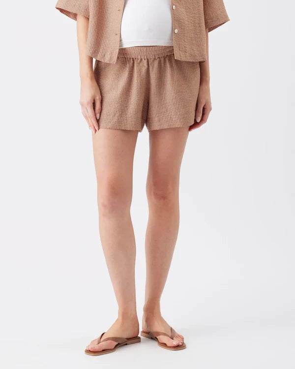 Ripe  Paige Stripe Short - Tan /White