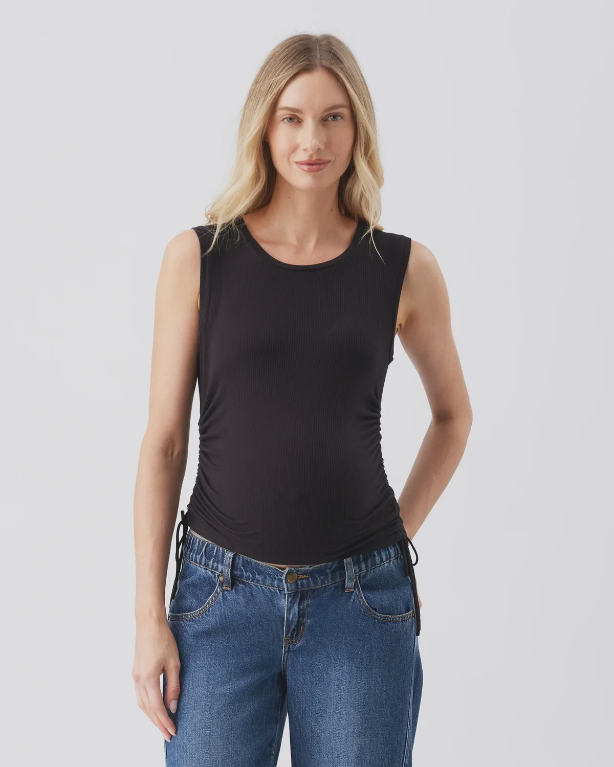 Ripe Jodie Ruched Rib Tank - Black