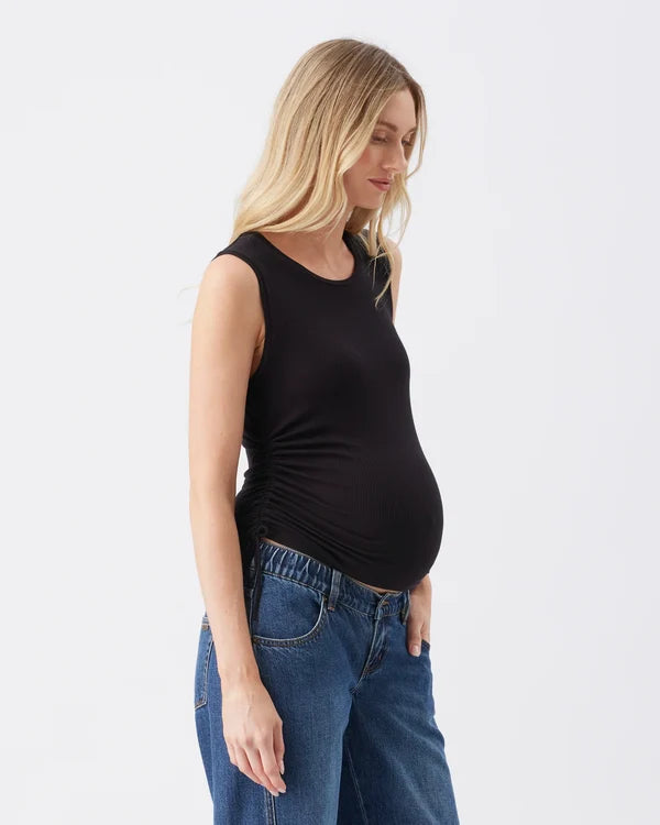 Ripe Jodie Ruched Rib Tank - Black