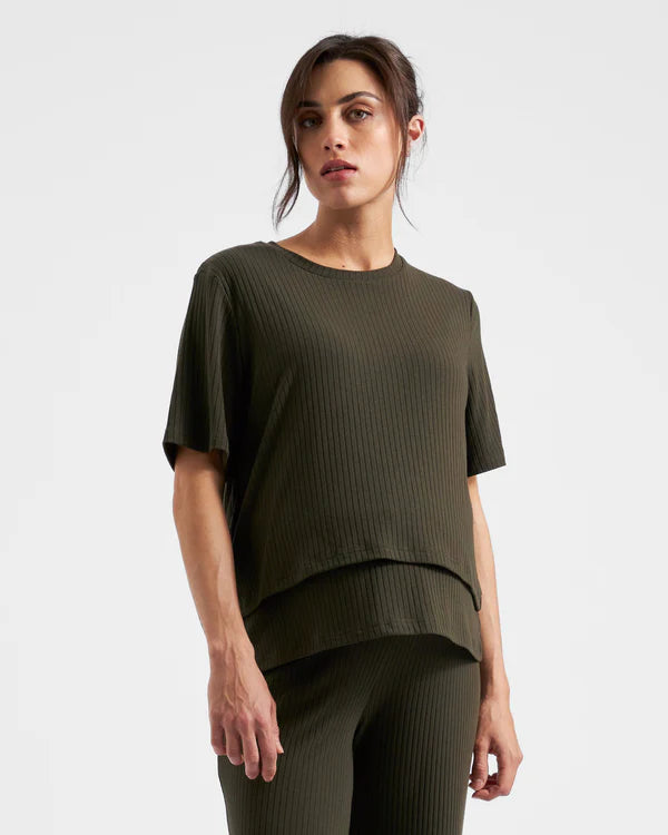 Ripe Mike Rib Nursing Top - Khaki