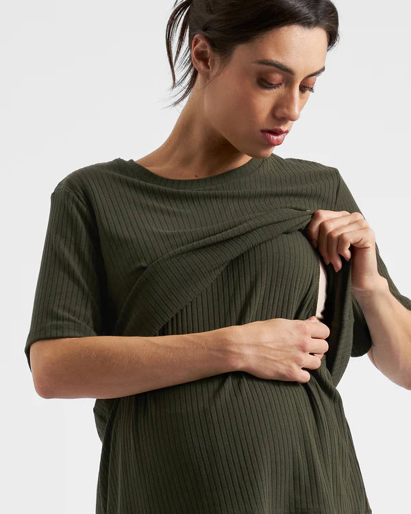 Ripe Mike Rib Nursing Top - Khaki