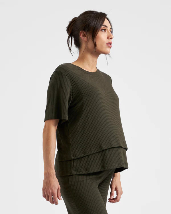 Ripe Mike Rib Nursing Top - Khaki