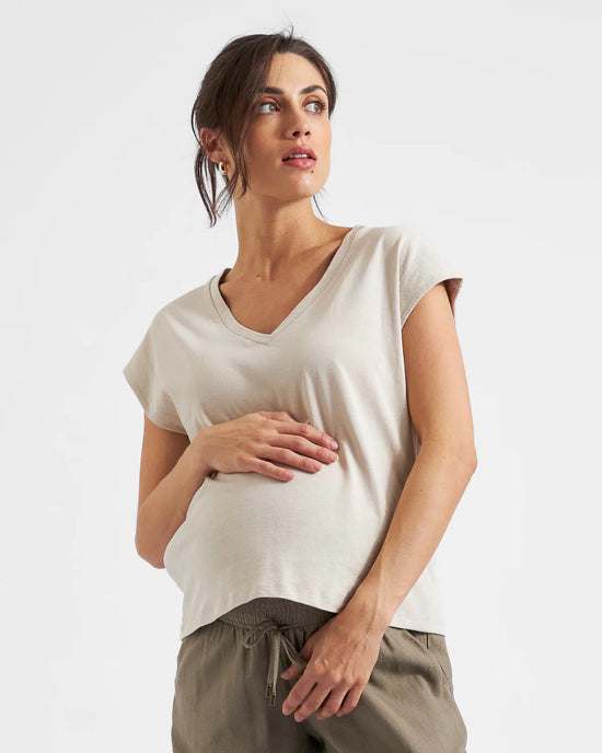 Ripe Marly Zip Nursing Tee - Stone