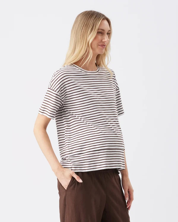 Ripe Claudette Nursing Tee - White / Chocolate