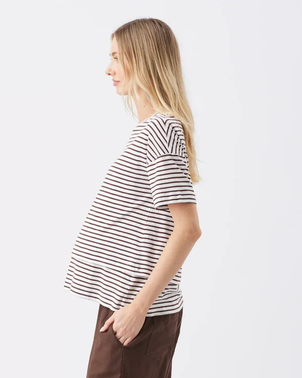 Ripe Claudette Nursing Tee - White / Chocolate