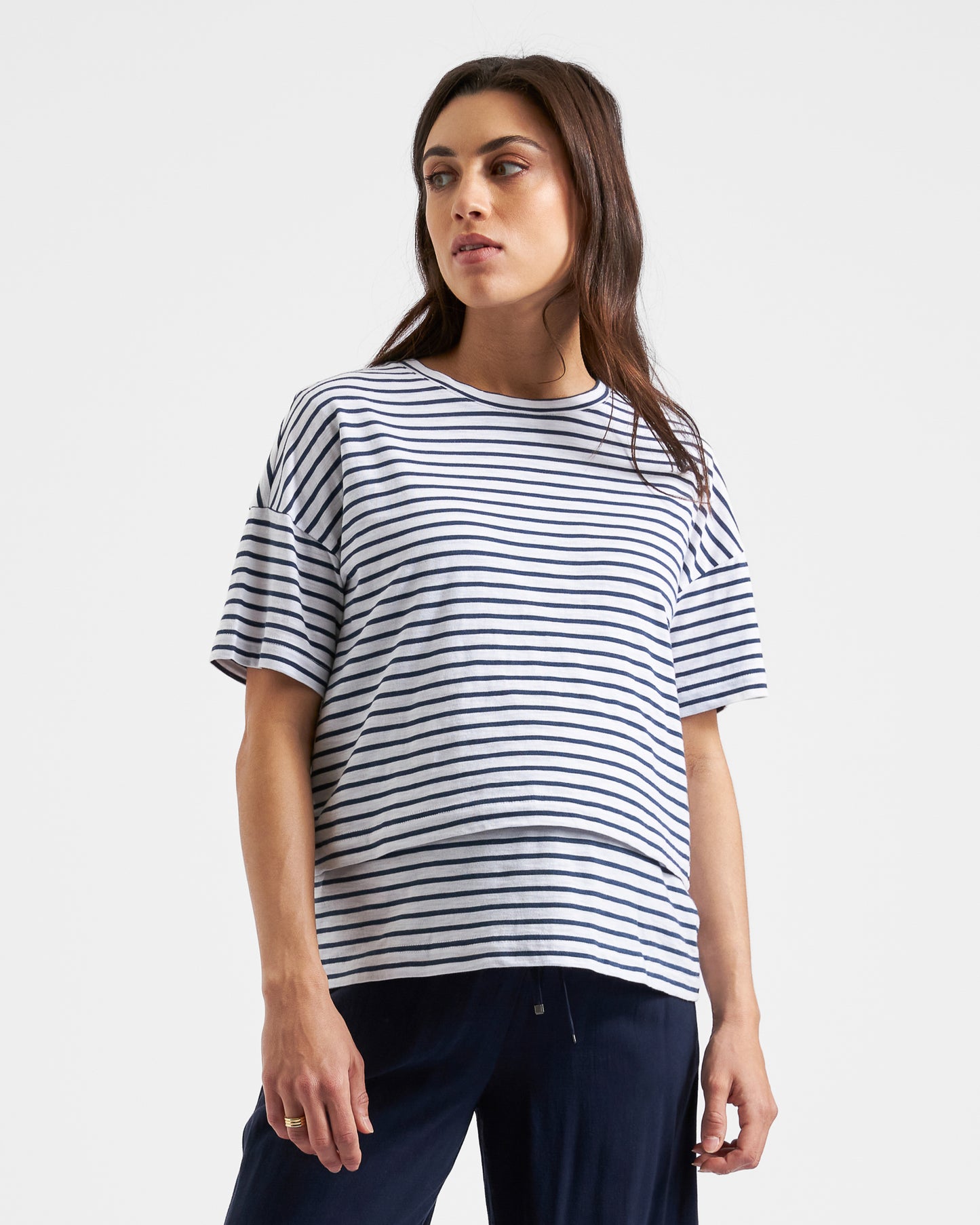 Ripe Claudette Nursing Tee - White/Ink