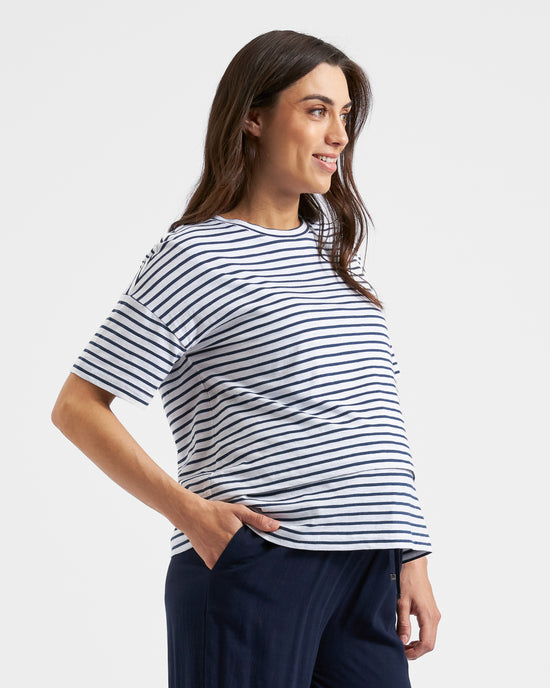 Ripe Claudette Nursing Tee - White/Ink