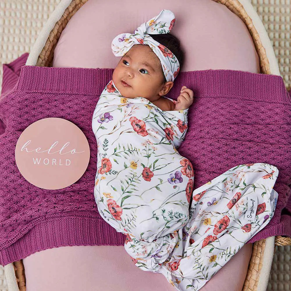 Snuggle Hunny Meadow Organic Jersey Wrap & Topknot Set