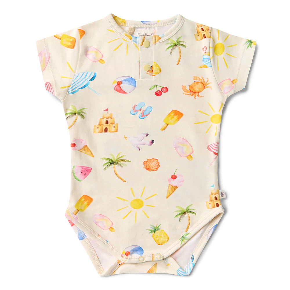 Snuggle Hunny Beach Fun Short Sleeve Organic Bodysuit