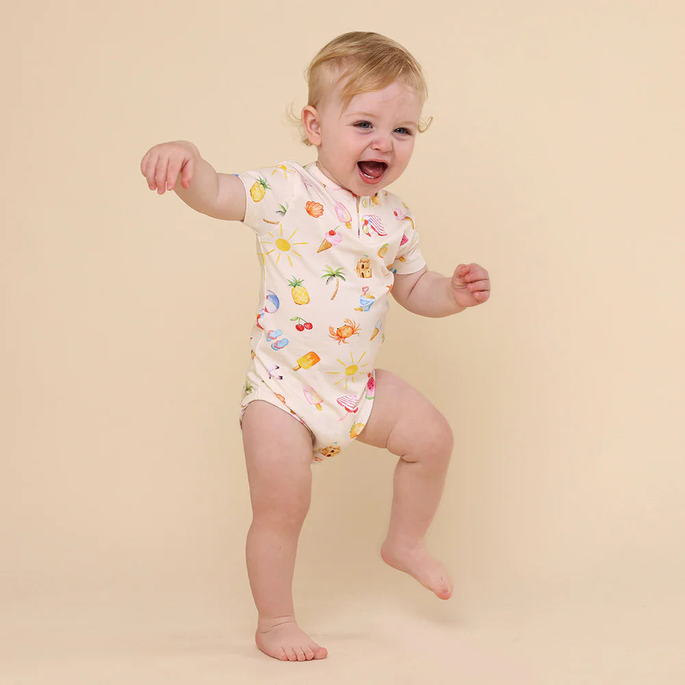 Snuggle Hunny Beach Fun Short Sleeve Organic Bodysuit