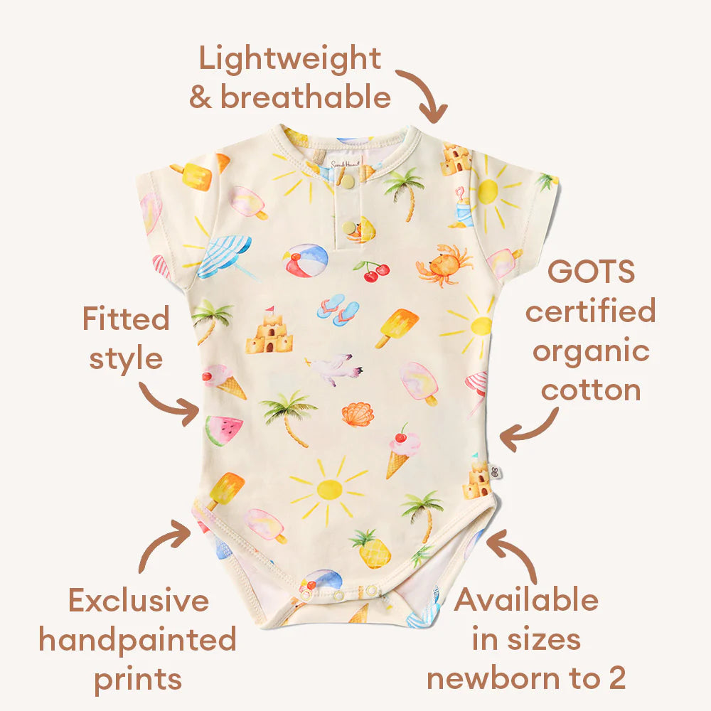 Snuggle Hunny Beach Fun Short Sleeve Organic Bodysuit