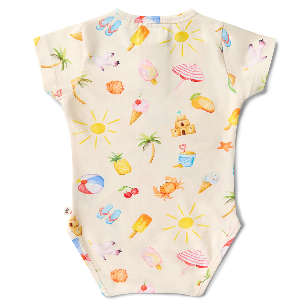 Snuggle Hunny Beach Fun Short Sleeve Organic Bodysuit