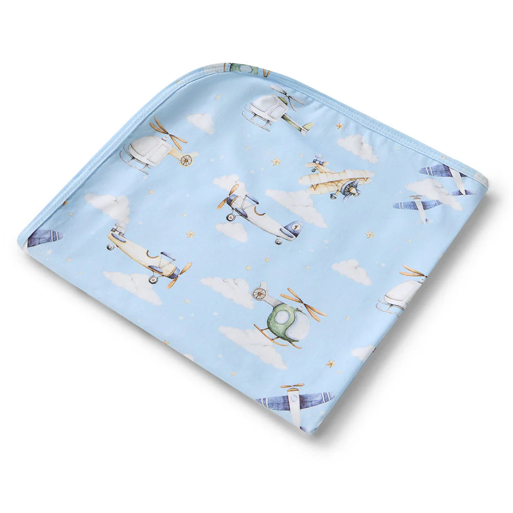 Snuggle Hunny Taking Flight Organic Jersey Wrap & Beanie Set