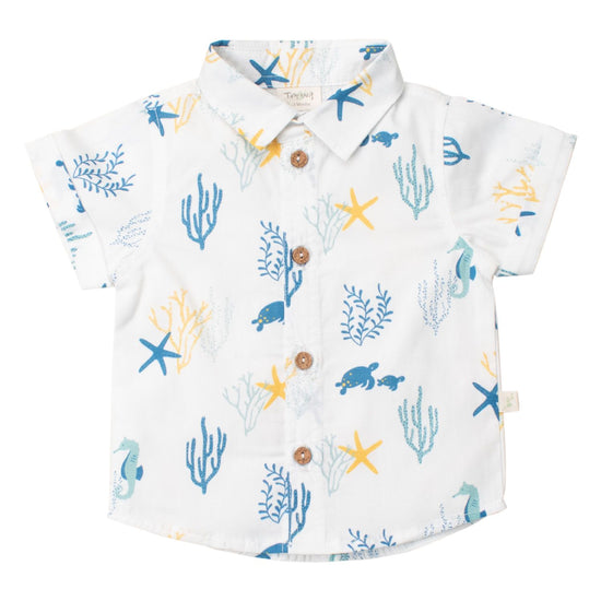 Tiny Twig Cambric Shirt - Ocean