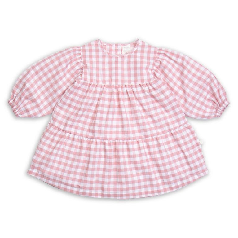 Tiny Twig Dress Layered - Rose Gingham