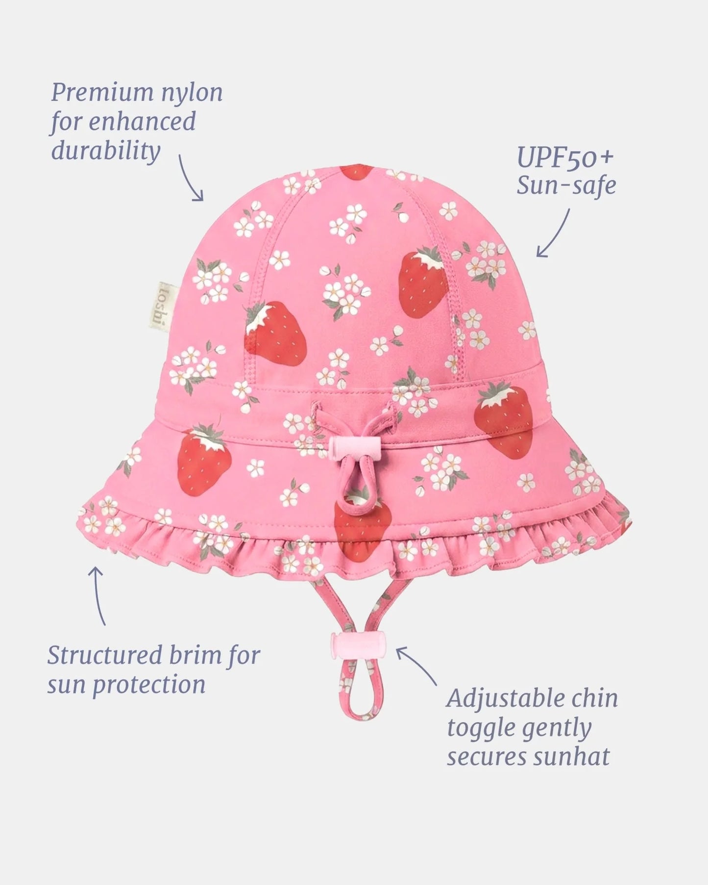 Toshi Swim Bell Hat Twinkle UPF 50+ Strawberry
