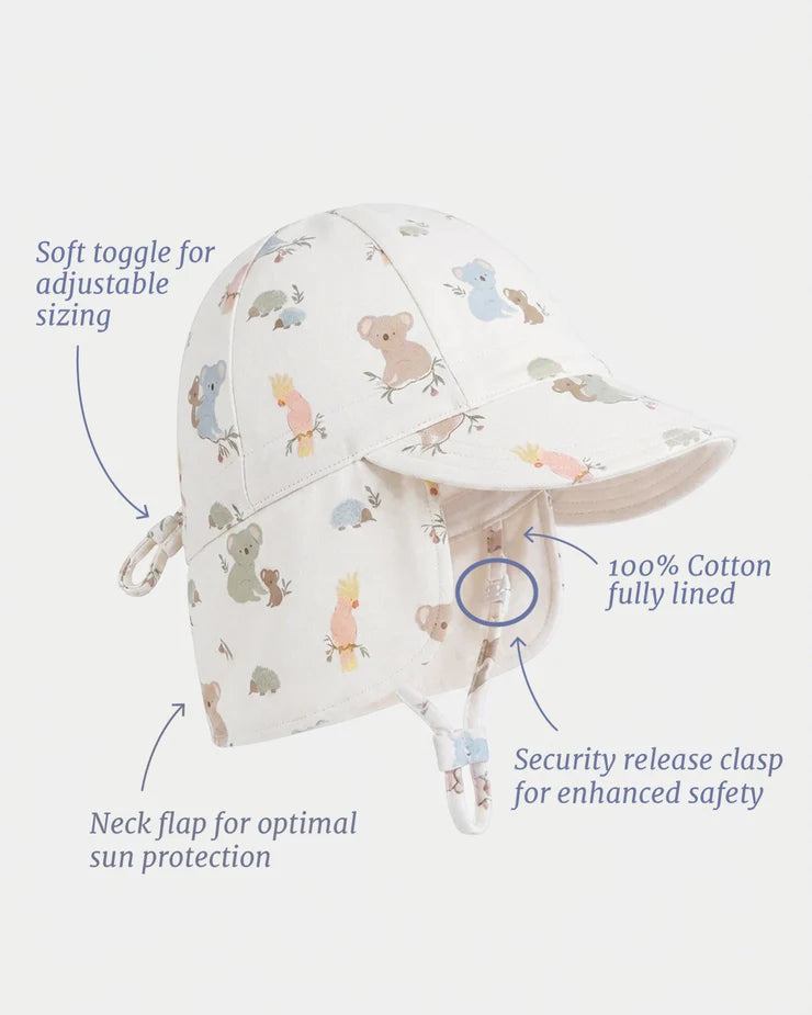 Toshi Flap Cap Arcadia Gumnut Babies Cloud