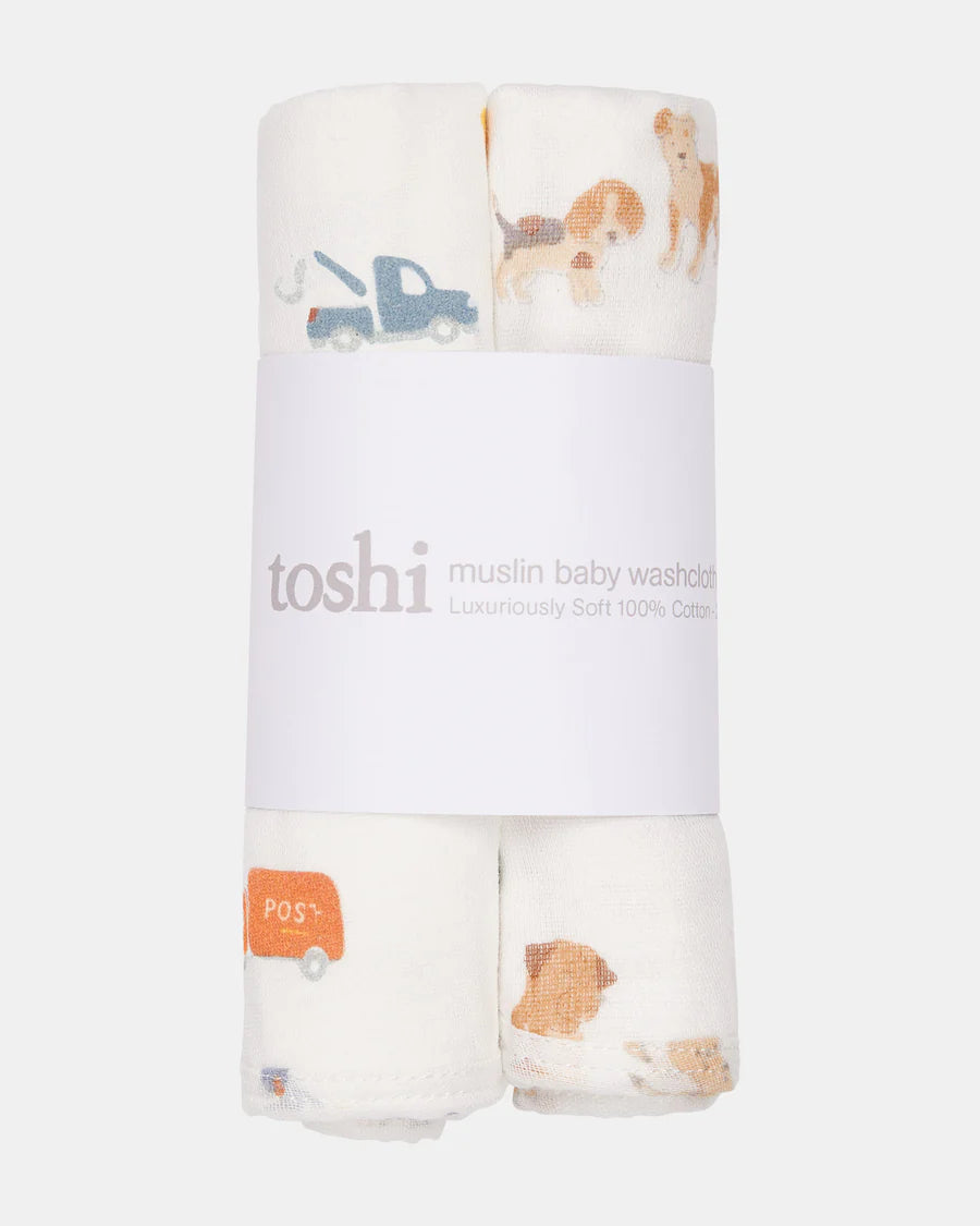 Toshi Baby Washcloth Muslin-2pcs - Puppy Love