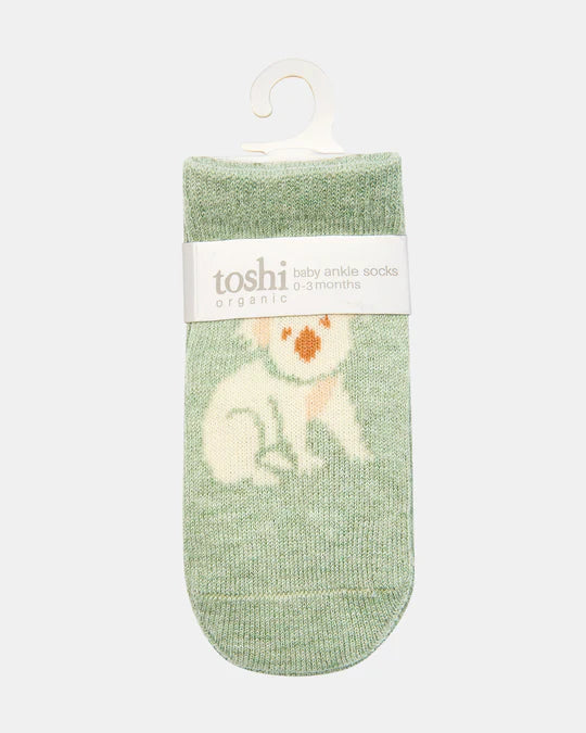 Toshi Organic Socks Ankle Jacquard - Koala