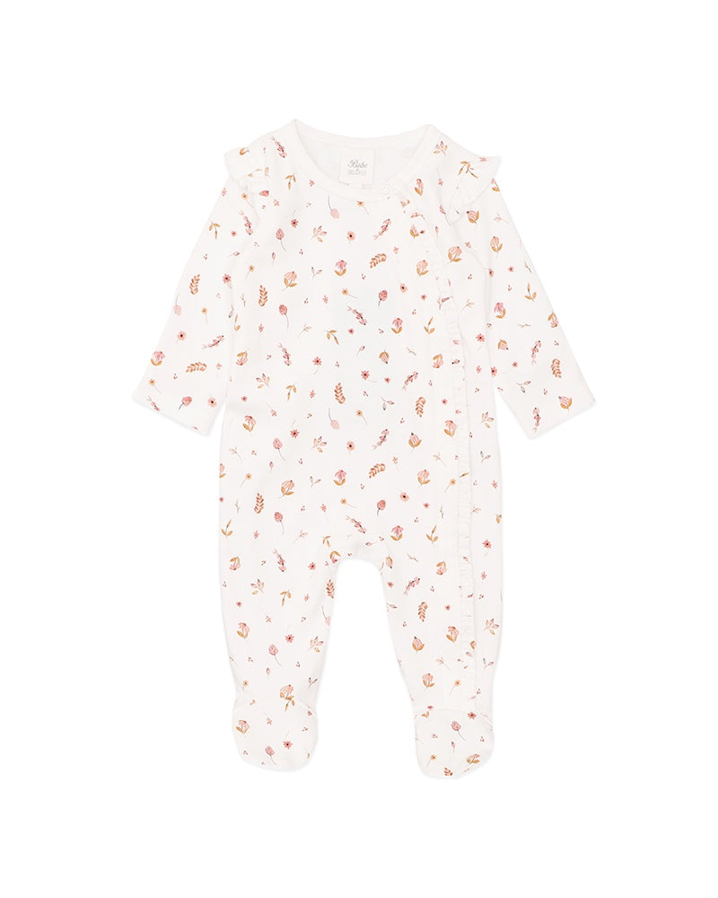 Bebe Billie Ditsy Floral Organic LS Zipsuit