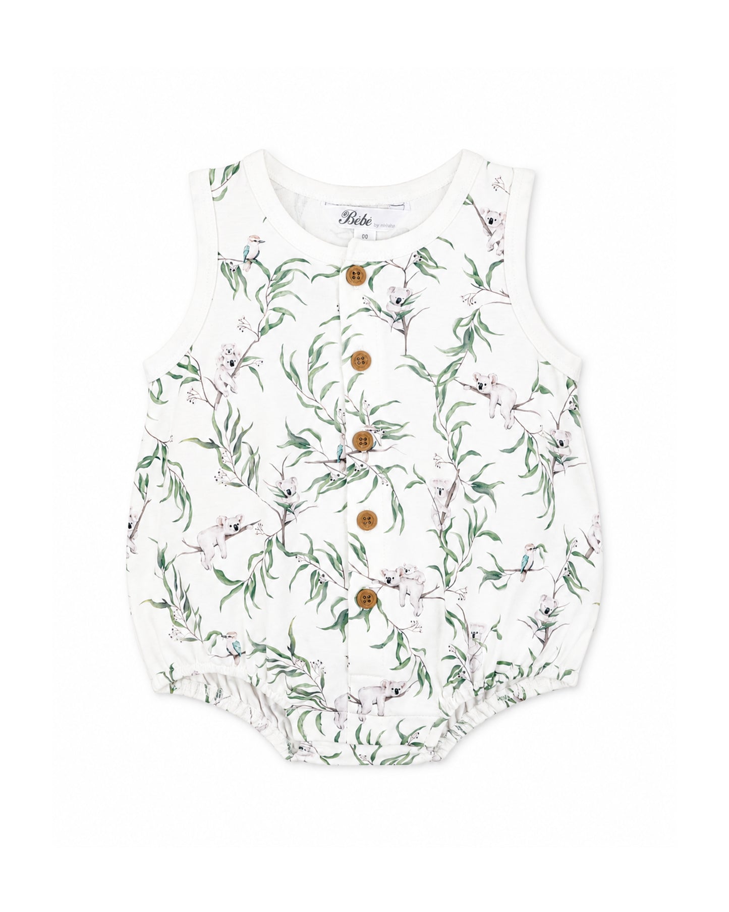 Bebe Taylor Print Organic Button Front Bodysuit