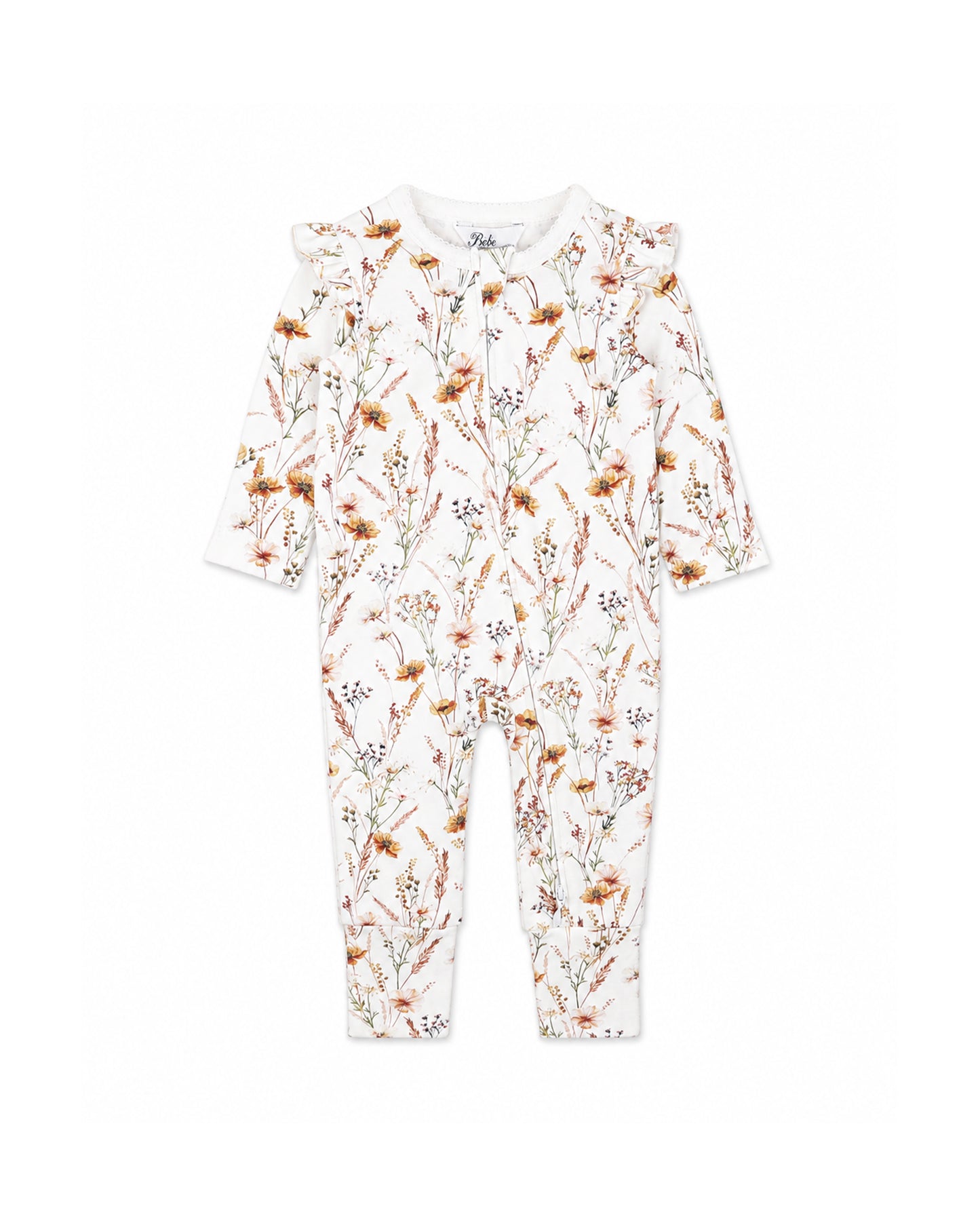 Bebe Taylor Floral Print Organic LS Zipsuit