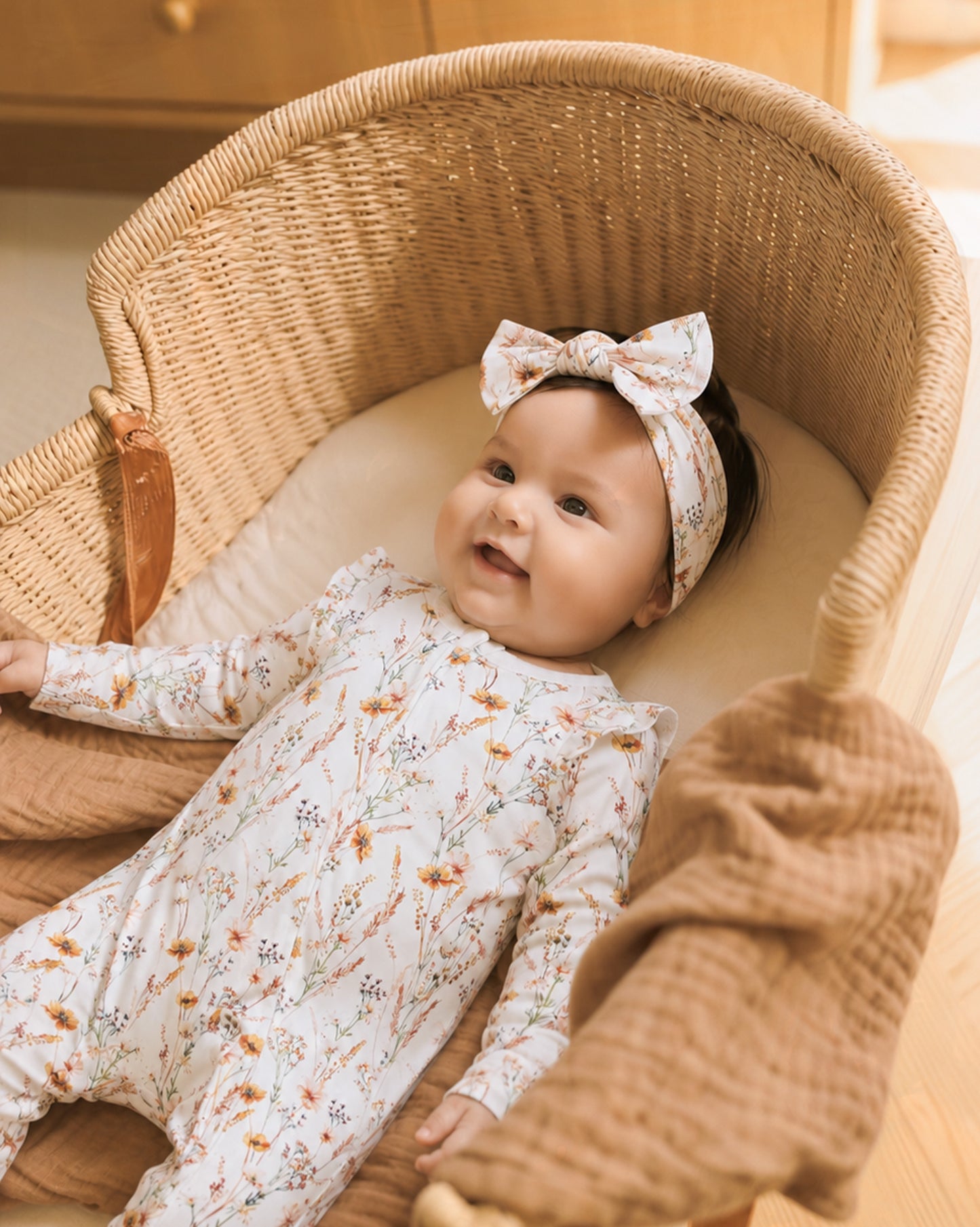Bebe Taylor Floral Print Organic LS Zipsuit