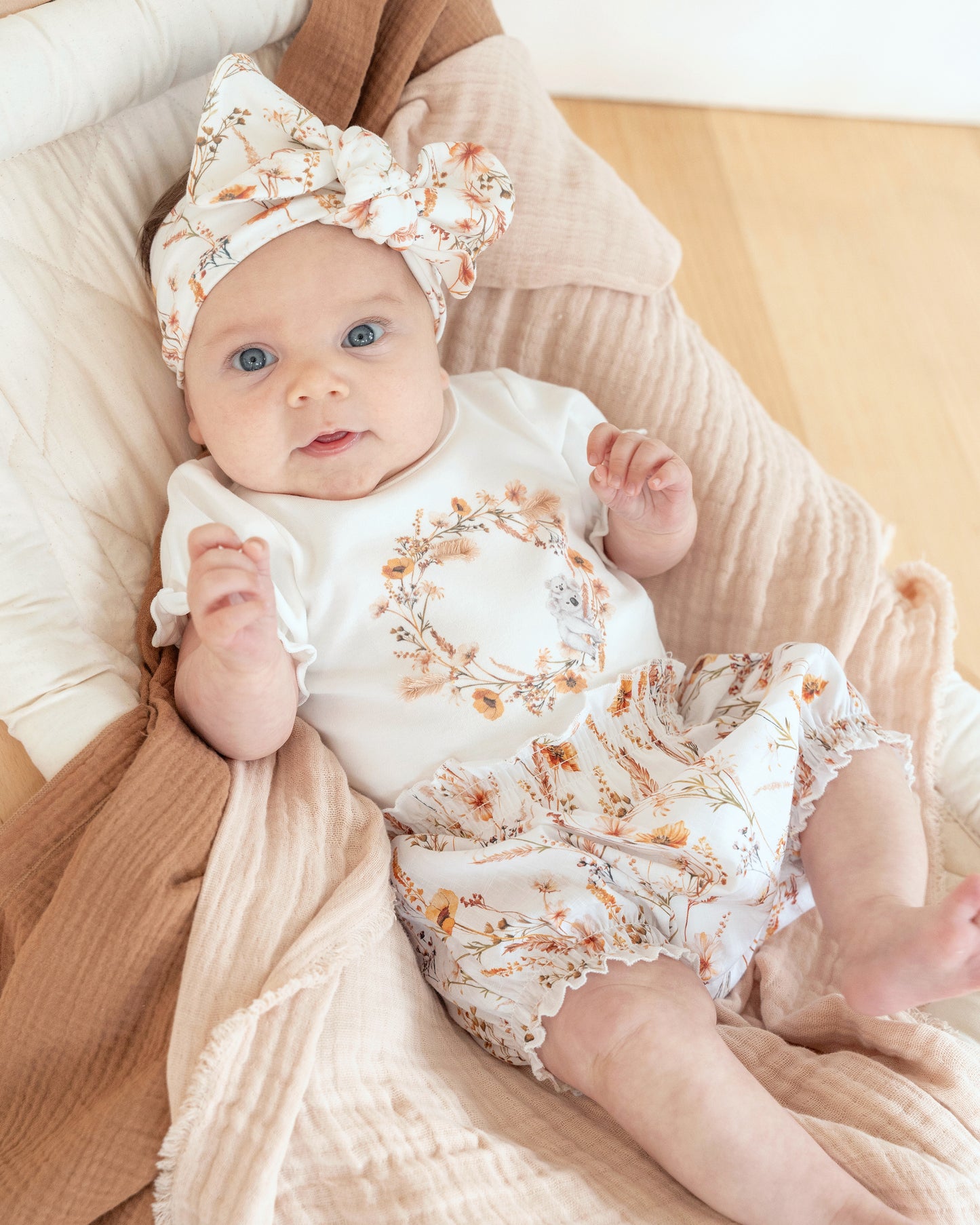 Bebe Taylor Organic Floral Koala Bodysuit