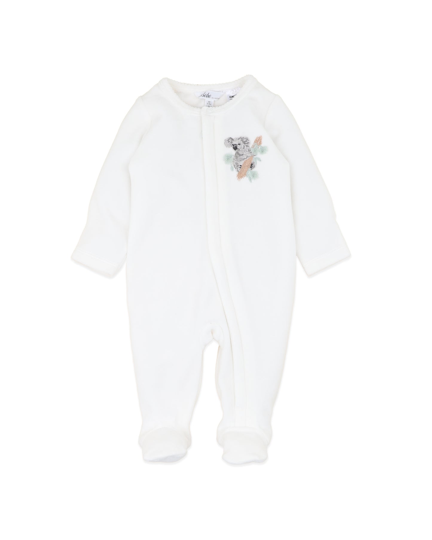 Bebe Charlie Velour Zip Onesie - Snow