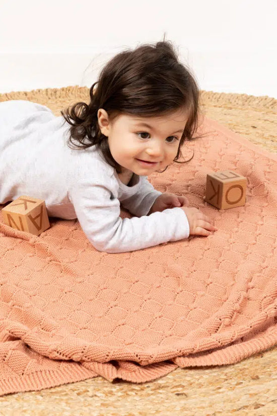 Indus Vintage Knit Blanket - Coral Blush