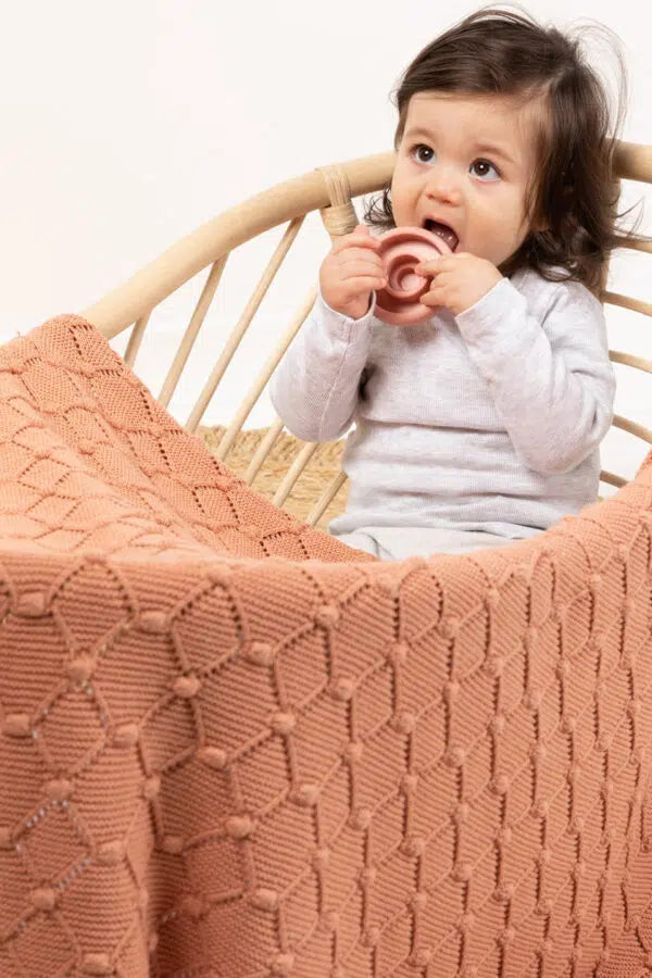Indus Vintage Knit Blanket - Coral Blush