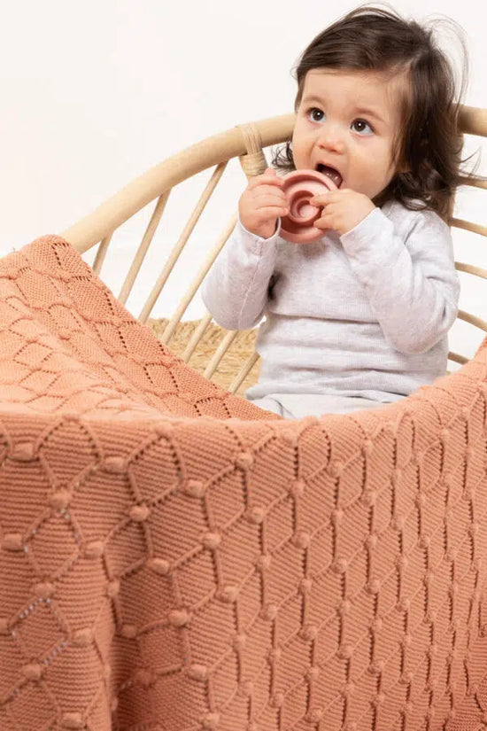 Indus Vintage Knit Blanket - Coral Blush