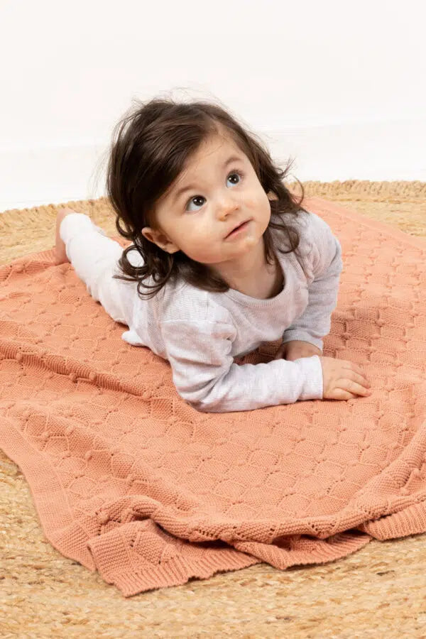 Indus Vintage Knit Blanket - Coral Blush
