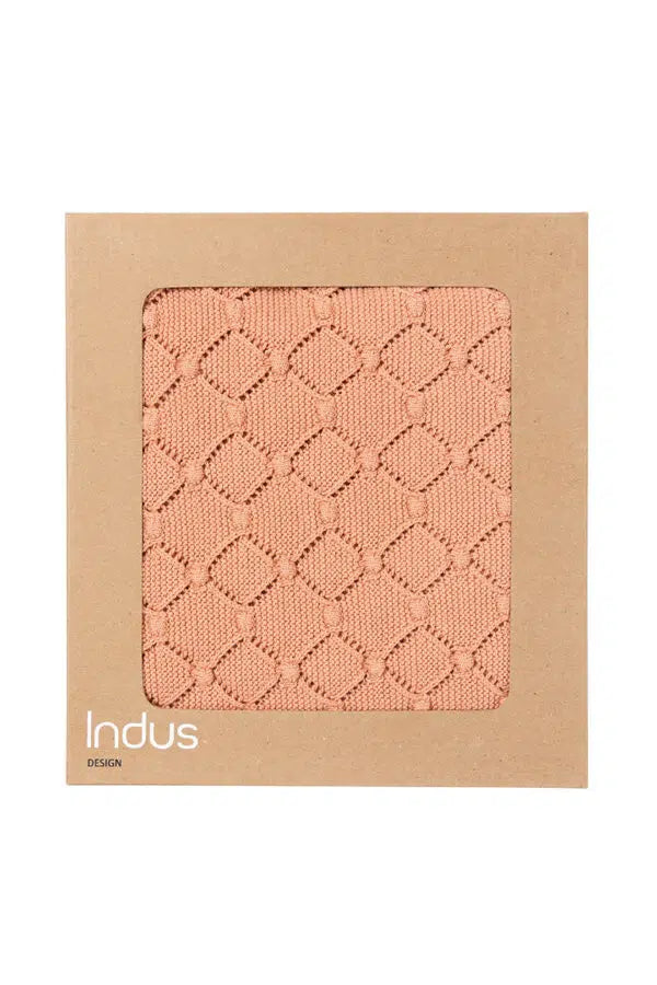 Indus Vintage Knit Blanket - Coral Blush