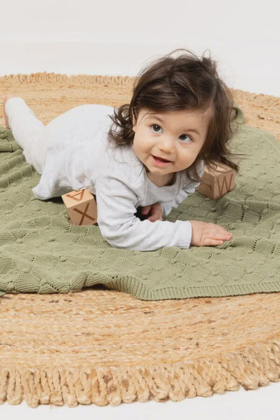 Indus Vintage Knit Blanket - Sage Green