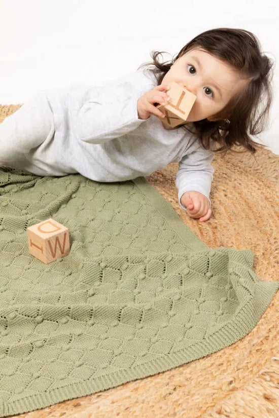 Indus Vintage Knit Blanket - Sage Green