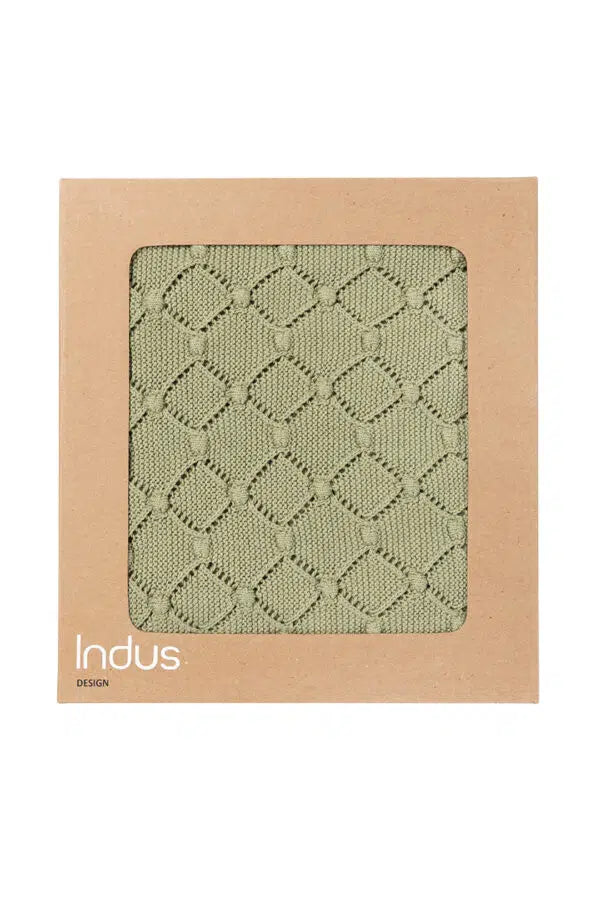 Indus Vintage Knit Blanket - Sage Green
