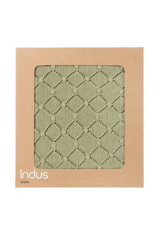 Indus Vintage Knit Blanket - Sage Green