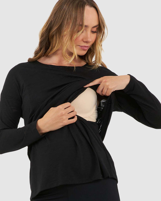 Ripe Jazmin Long Sleeve Nursing Top - Black