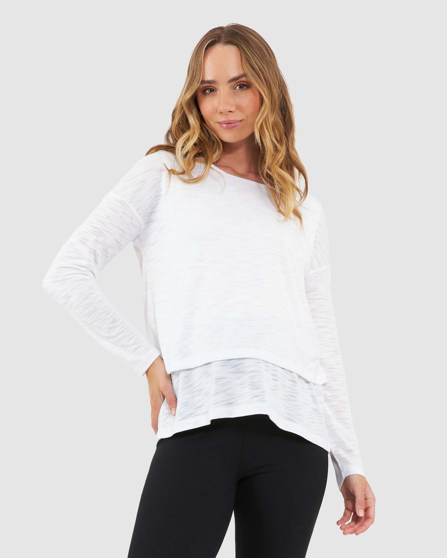 Ripe Jazmin Long Sleeve Nursing Top - White