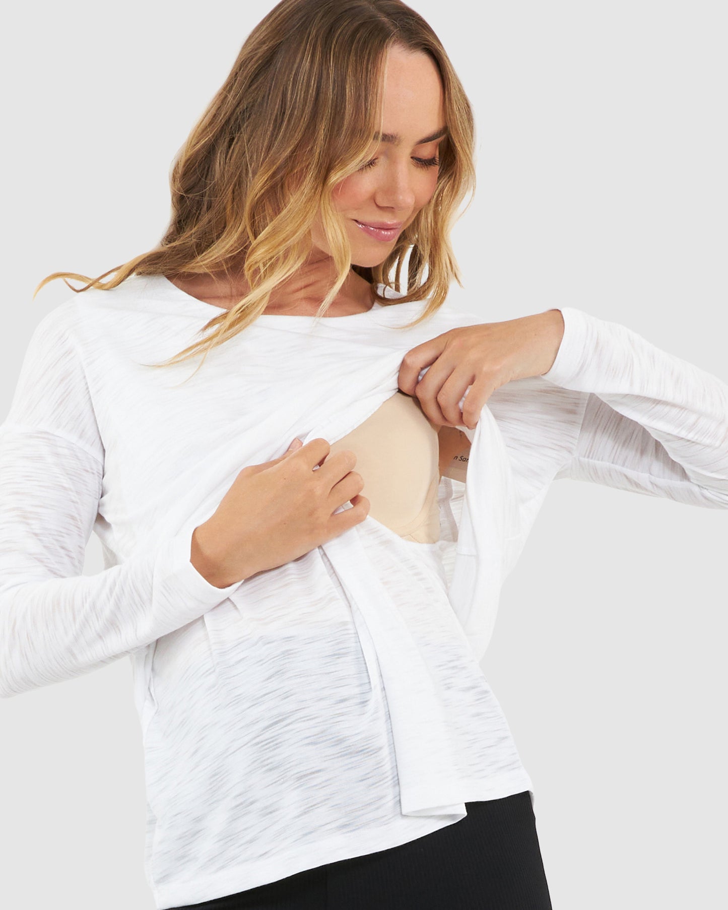 Ripe Jazmin Long Sleeve Nursing Top - White