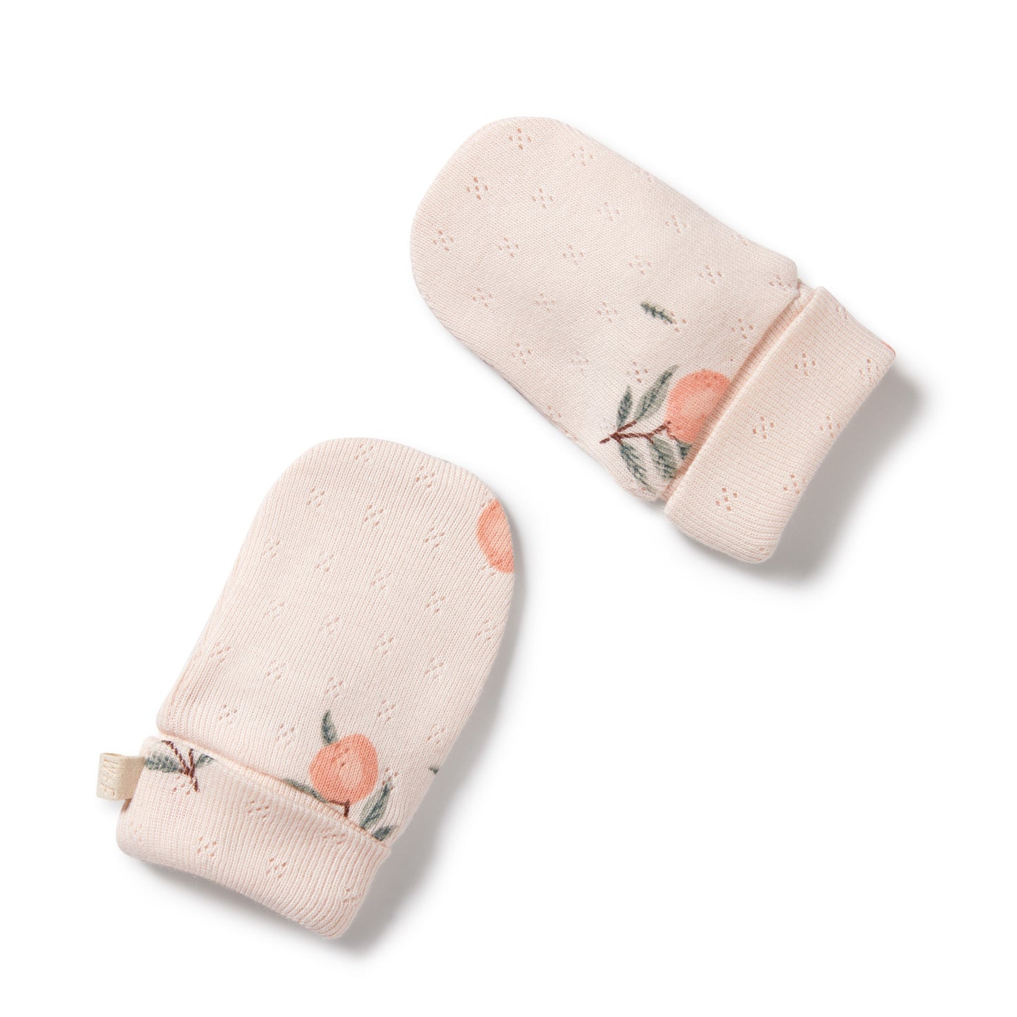 WF Organic Pointelle Mittens - Peaches