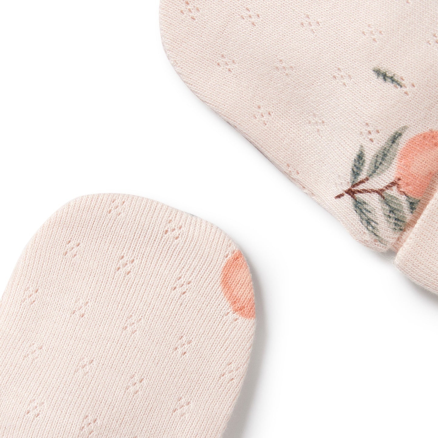 WF Organic Pointelle Mittens - Peaches